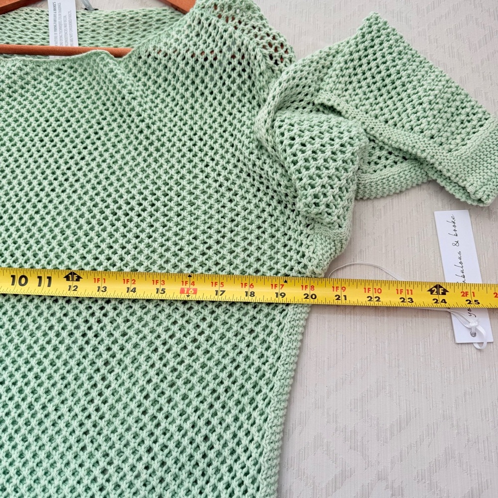 New Young Fabulous & Broke Santorini Green Crochet Maxi Dress Beach Cover Up XS - Picture 6 of 9